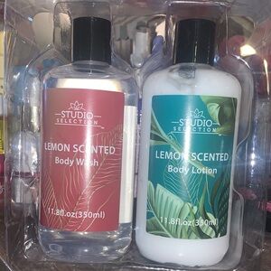 Lemon Scented Body Wash and Lotion Set - Red and White